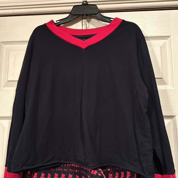 Sleep Spence - 2 Pc Black & Red, “I ❤️ My Dog” Pajamas, XL Shirt & 1X Pants - Picture 2 of 8